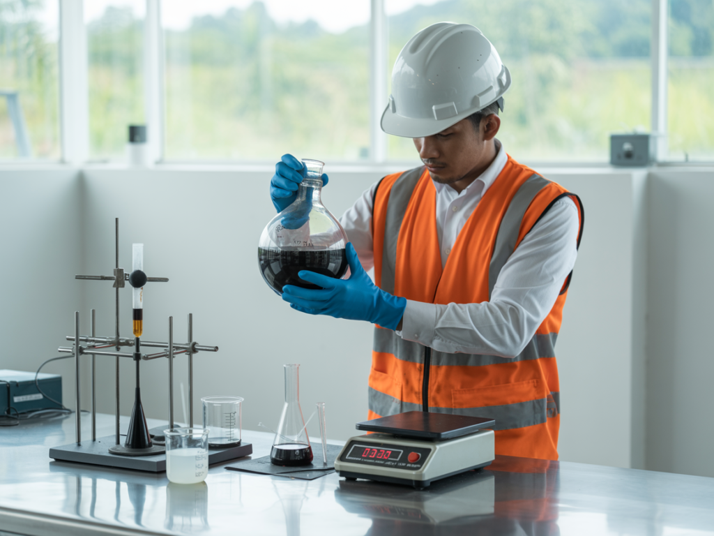 pengujian berat jenis aspal di laboratorium